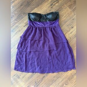 Walter Baker Black and Purple Strapless Dress